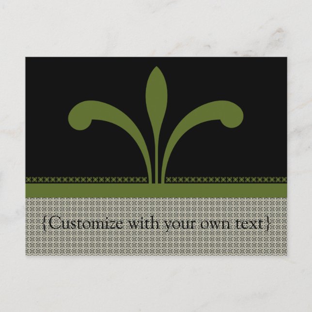 Customizable Floral Chic Postcard, Olive Green Postcard (Front)