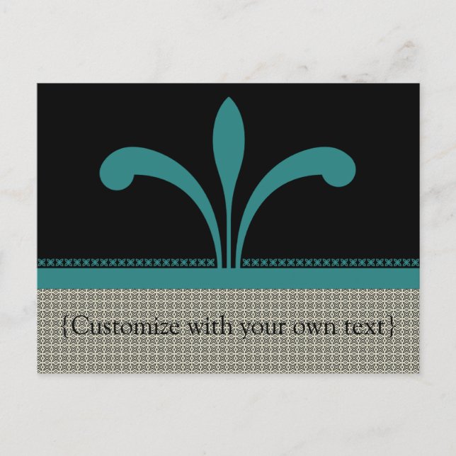 Customizable Floral Chic Postcard, Teal Postcard (Front)