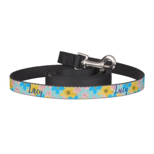 Customizable Floral Colorful Teal Pattern  Pet Leash