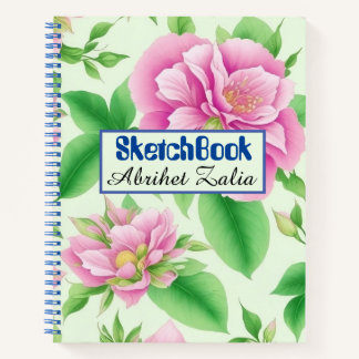 Customizable Floral Elegance Spiral Sketchbook Notebook