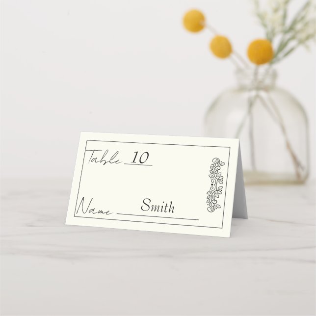 "Customizable Floral Elegance Wedding" Place Card (Front)