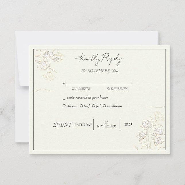 "Customizable Floral Elegance Wedding RSVP" Invitation (Front)