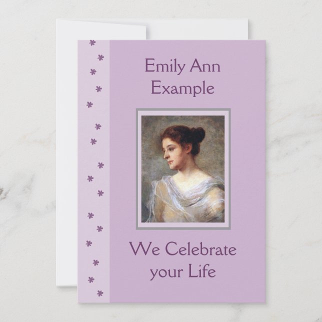 Customizable Floral Funeral / Wake / Memorial Invitation (Front)