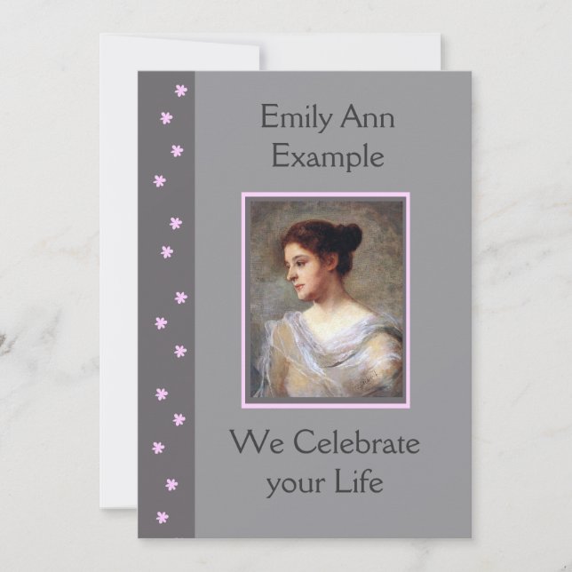 Customizable Floral Funeral / Wake / Memorial Invitation (Front)