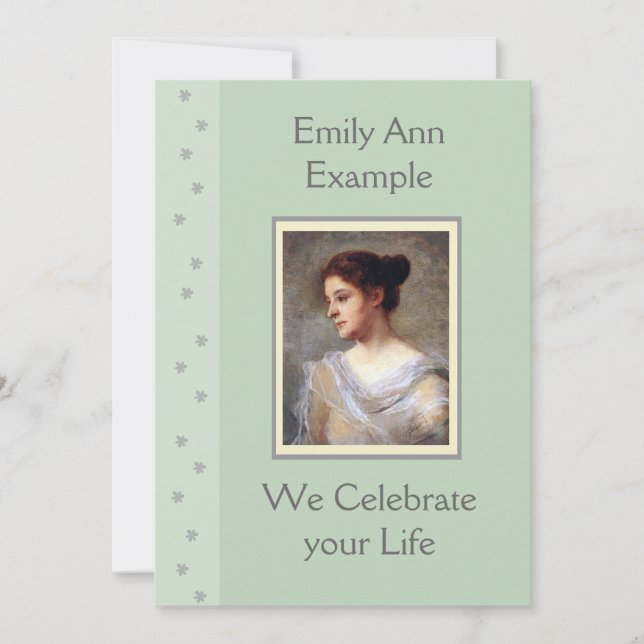 Customizable Floral Funeral / Wake / Memorial Invitation (Front)