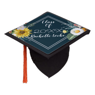 Customizable Floral Graduation Cap Topper