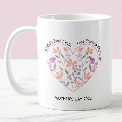 Customizable Floral Heart Mothers Day Coffee Mug