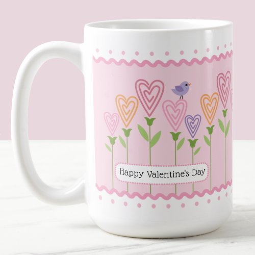 Customizable Floral Hearts Valentines Day Coffee Mug