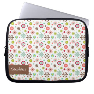 Customizable Floral Laptop Sleeve with Your Name