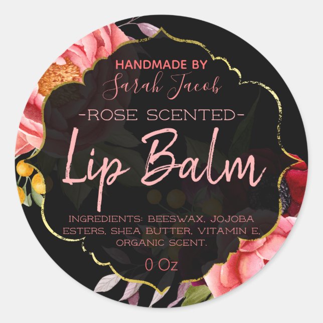 Customizable Floral Lip Balm Label (Front)