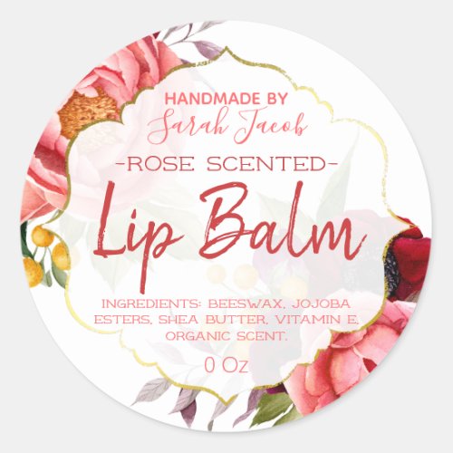 Customizable Floral Lip Balm Label