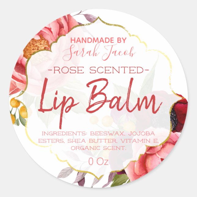 Customizable Floral Lip Balm Label (Front)