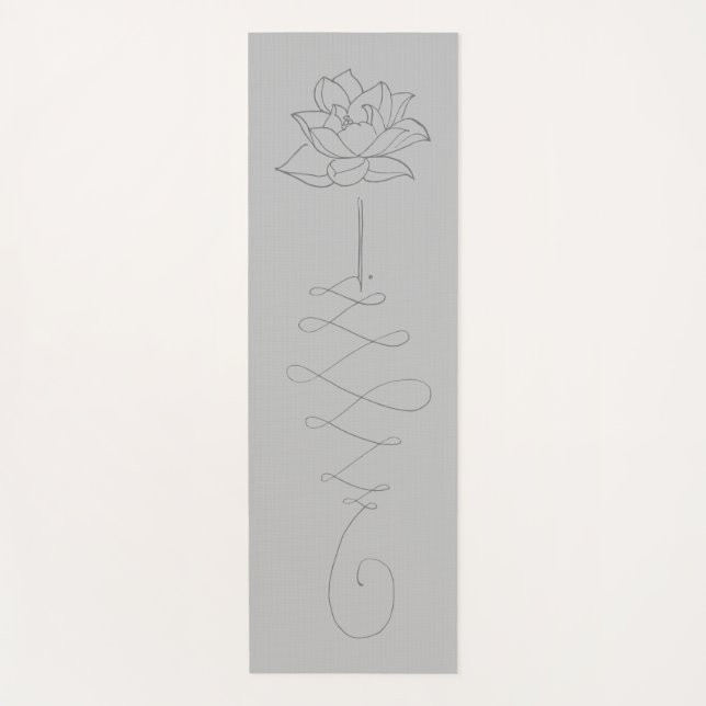 Customizable Floral Lotus Gray Unalome Yoga Mat (Front)