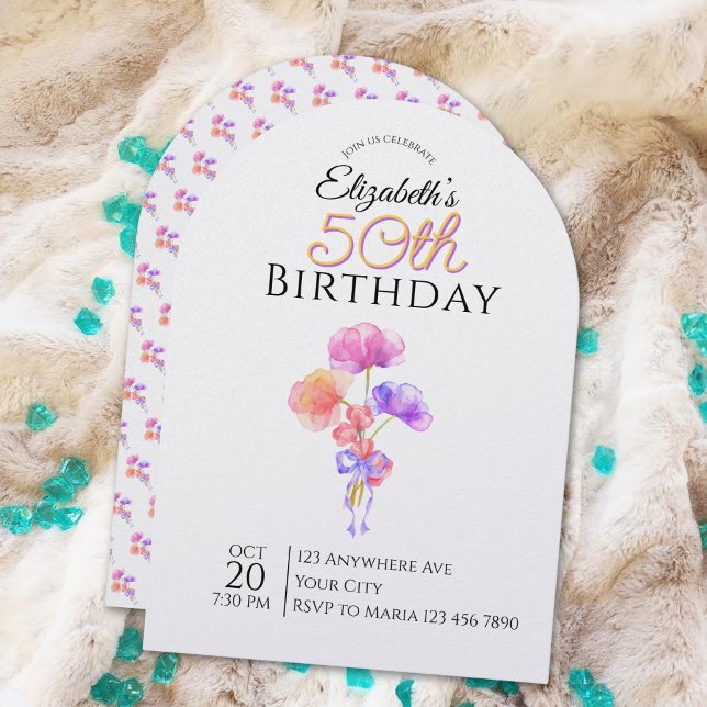 Customizable Floral Minimalist Milestone Birthday  Invitation (Creator Uploaded)