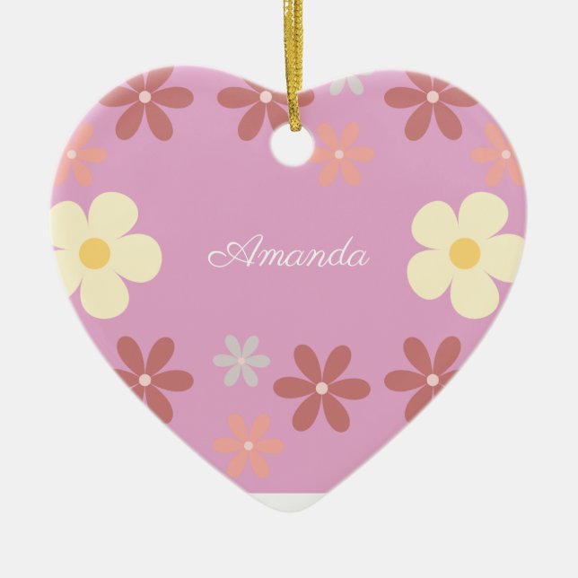 Customizable Floral Pattern Design Ceramic Ornament (Front)