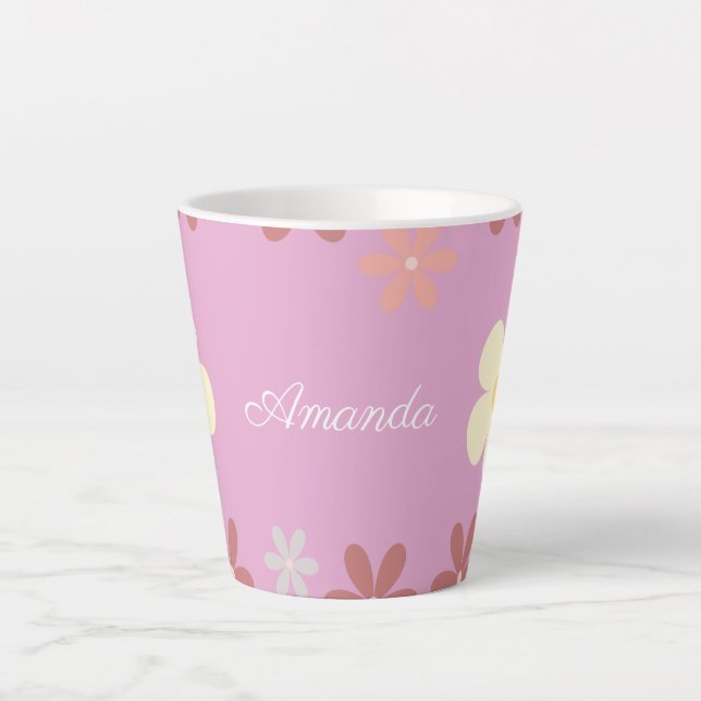 Customizable Floral Pattern Design Latte Mug (Front)