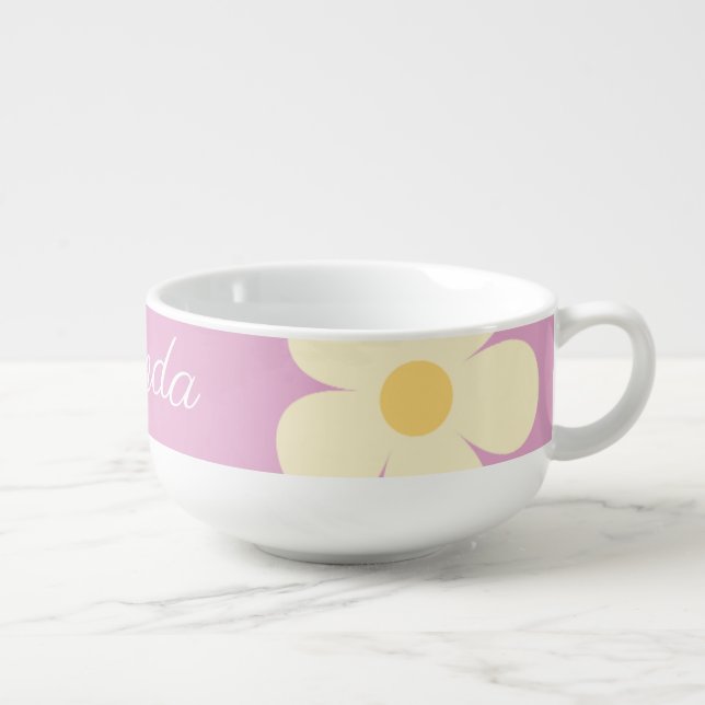 Customizable Floral Pattern Design  Soup Mug (Left)