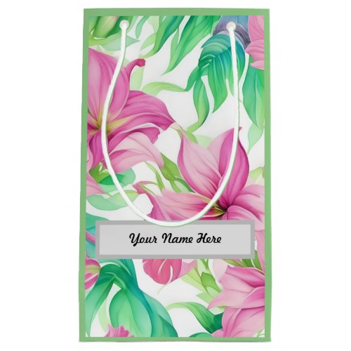 Customizable Floral Pattern Puakenikeni Flowers Small Gift Bag