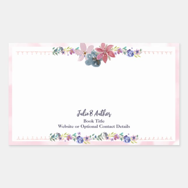 Customizable Floral Pink Author Signed Bookplate  (Front)