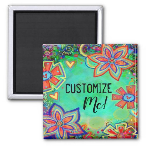 Customizable Floral Pretty Inspirivity Trendy Fun Magnet