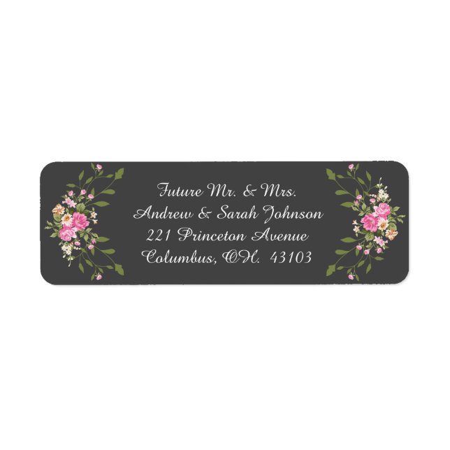 Customizable Floral RETURN ADDRESS LABRLS Label (Front)