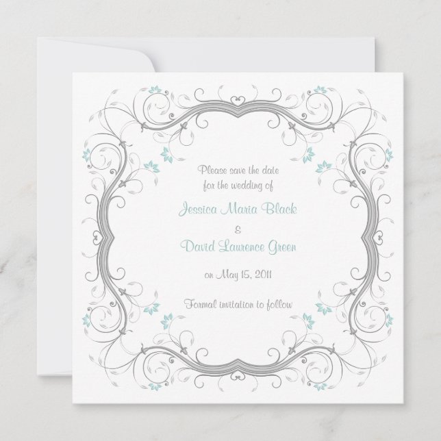 Customizable Floral Save the Date card (Front)