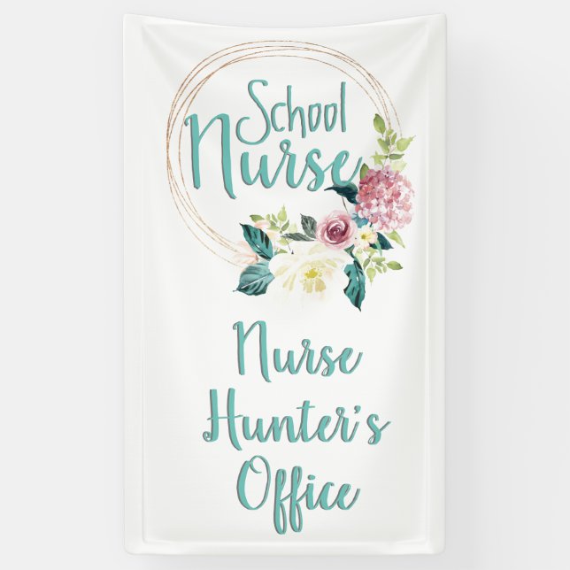 Customizable Floral School Nurse office Door Banner (Vertical)