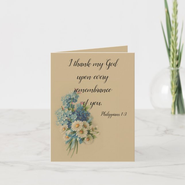 Customizable Floral Scripture Letterpress Thank You Card (Front)