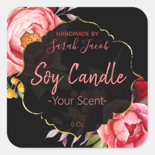 Customizable Floral Soy Candle Label