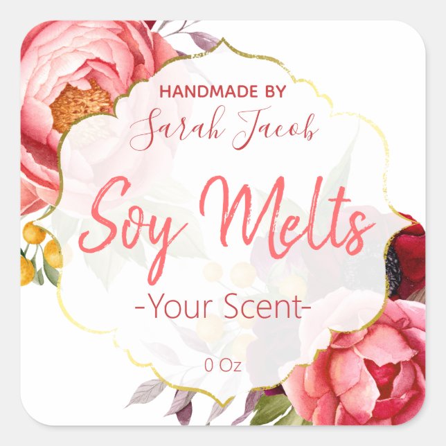 Customizable Floral Soy Melt Label Label (Front)