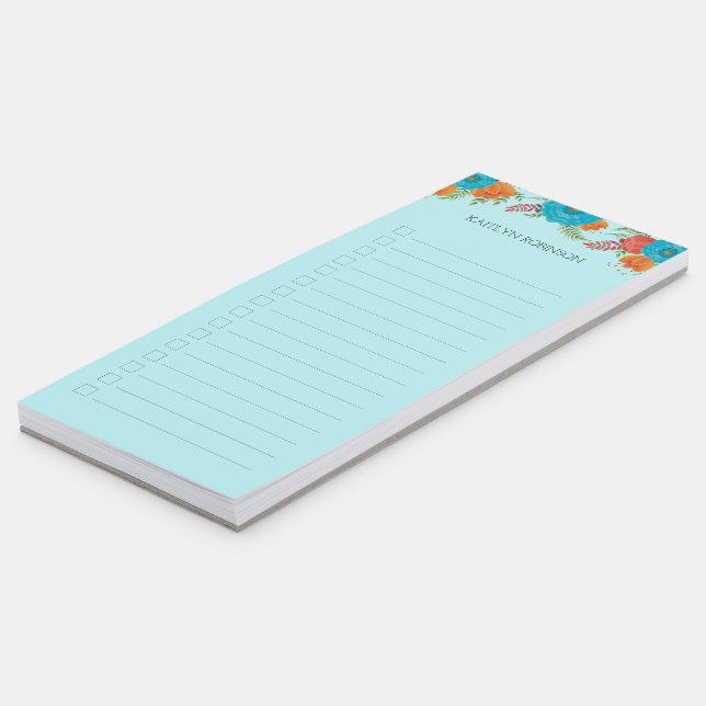 Customizable Floral To Do List Magnetic Notepad (Angled)