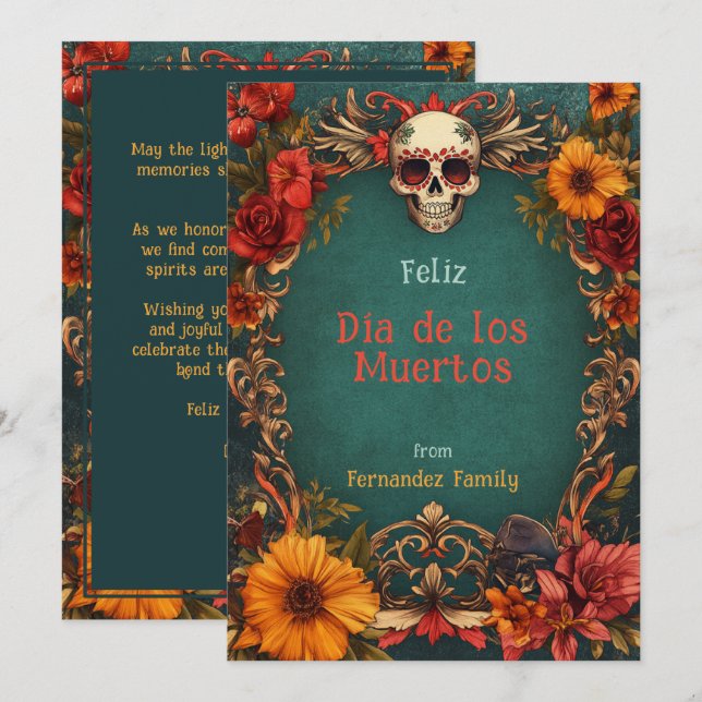 💀Customizable Floral Tribute Dia de Muertos (Front/Back)