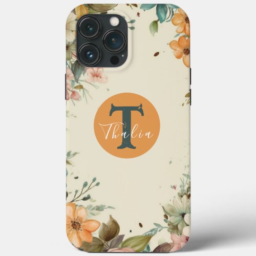 Customizable Floral Vintage Aesthetic Wild Flowers iPhone 13 Pro Max Case