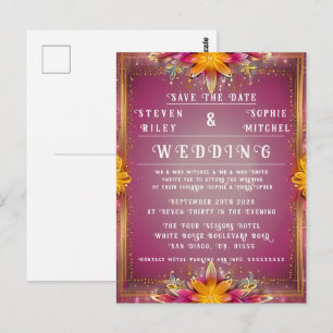 Customizable Floral Wedding Invitation Postcard