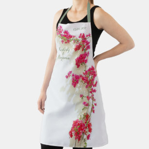 Customizable Floral Wedding White Pink Paperflower Apron