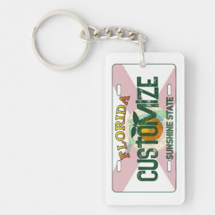 Customizable Florida flag license plate keychain