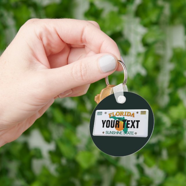 (Customizable) Florida License Plate Keychain (Hand)