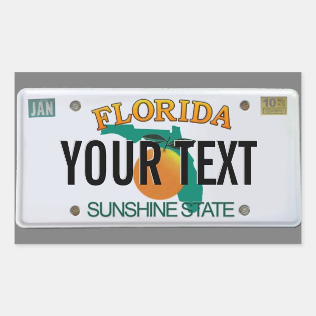 (Customizable) Florida License Plate  Rectangular Sticker (Front)