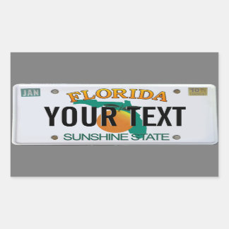 (Customizable) Florida License Plate  Rectangular Sticker
