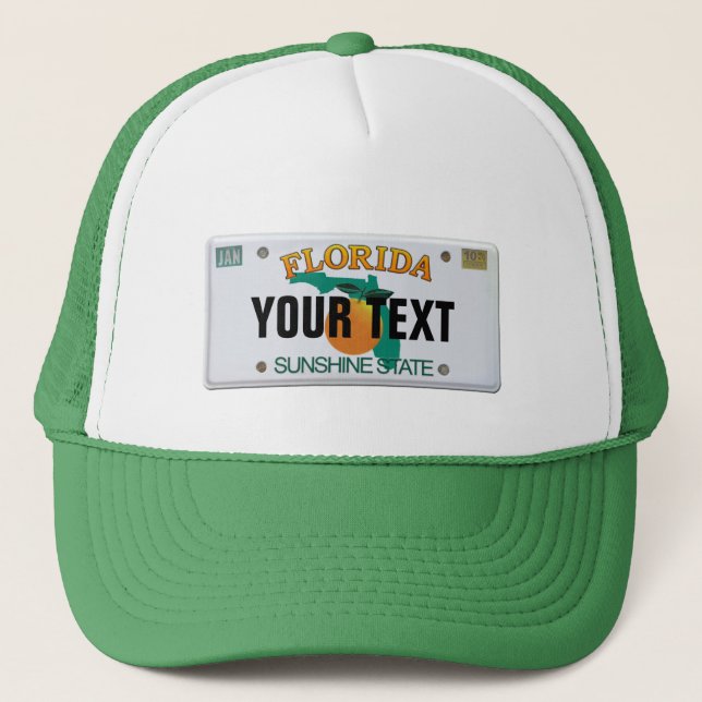 (Customizable) Florida License Plate Trucker Hat (Front)