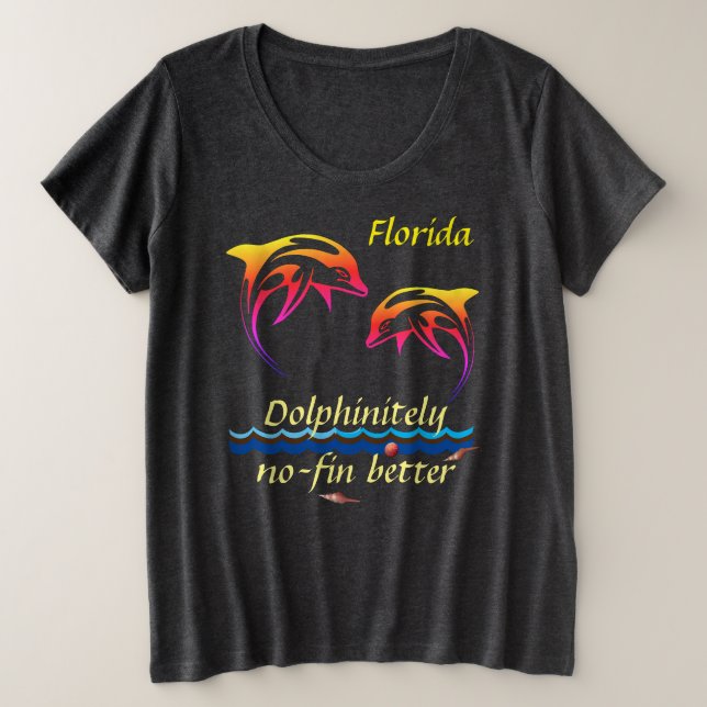 Customizable Florida w/ Dolphins Plus Size T-Shirt (Design Front)