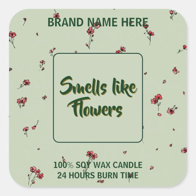 Customizable Flower Candle Label Editable Text (Front)