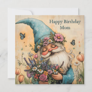 Customizable Flower Gnome Illustration Holiday Card