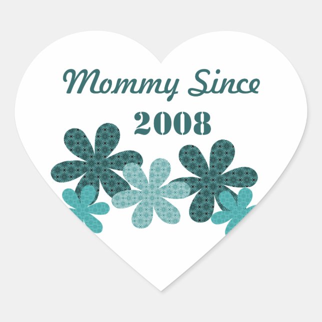 Customizable Flower Mommy Since Heart Stickers (Front)
