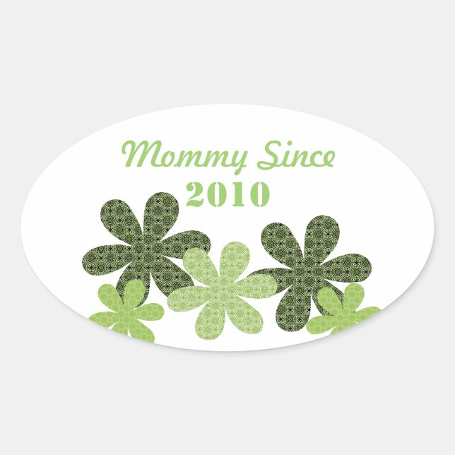 Customizable Flower Mommy Since Oval Stickers (Front)
