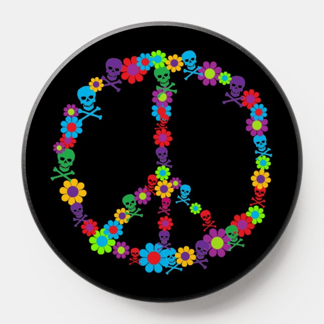 Customizable Flower Power Skully Peace PopSocket (Popsocket)