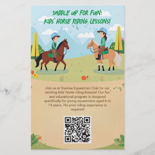 Customizable Flyer for Kids Horse Riding Classes