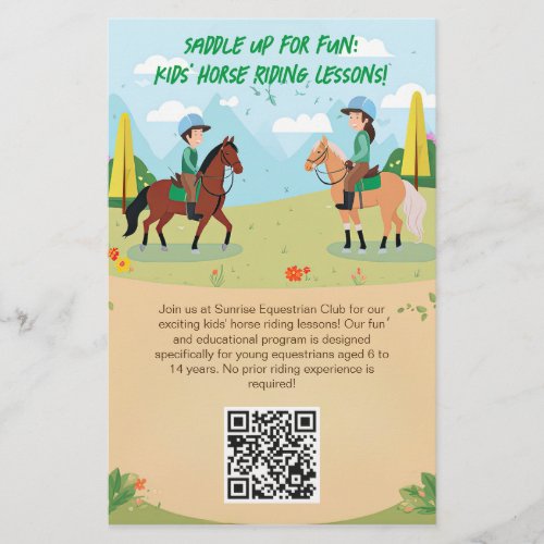 Customizable Flyer for Kids Horse Riding Classes