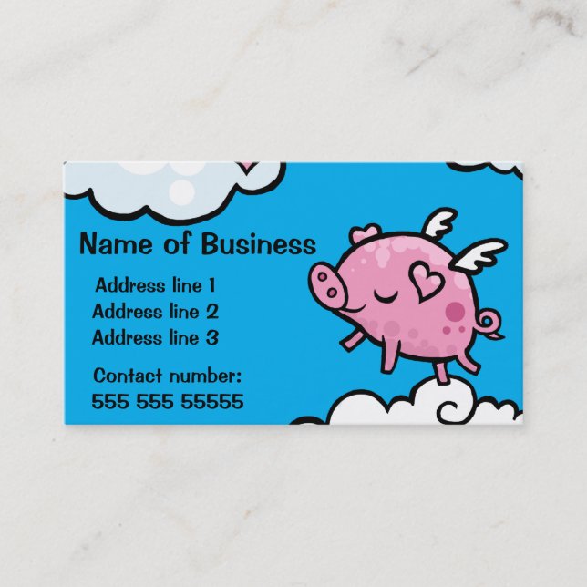 Customizable flying Pig Business card (Front)