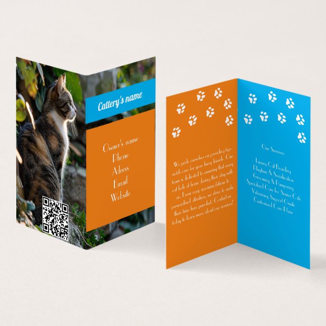 Customizable Folded Business Card For Cattery (Inside and Outside)